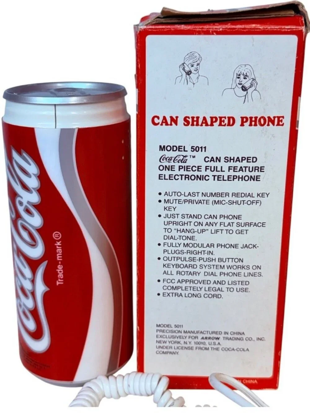 Vintage 1985 Coca Cola Can Telephone in Box